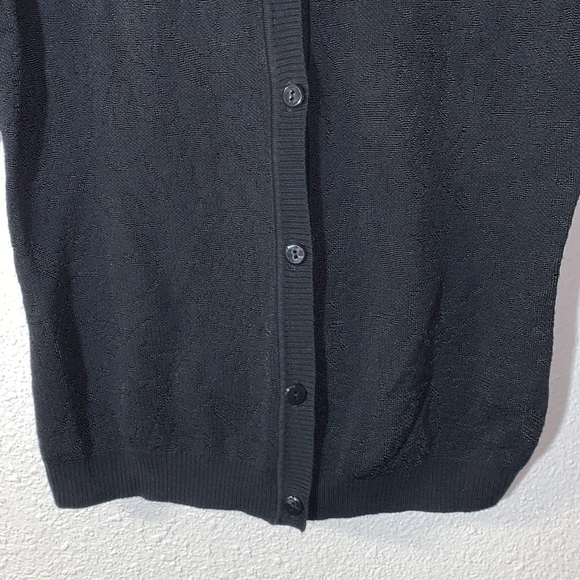 Vintage Jones N.Y. black shirt sleeve cardigan textured knit design cottagecore - Picture 8 of 14